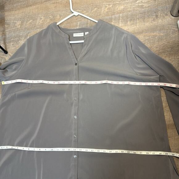Susan Graver Gray Button Down Shirt - Picture 8 of 9